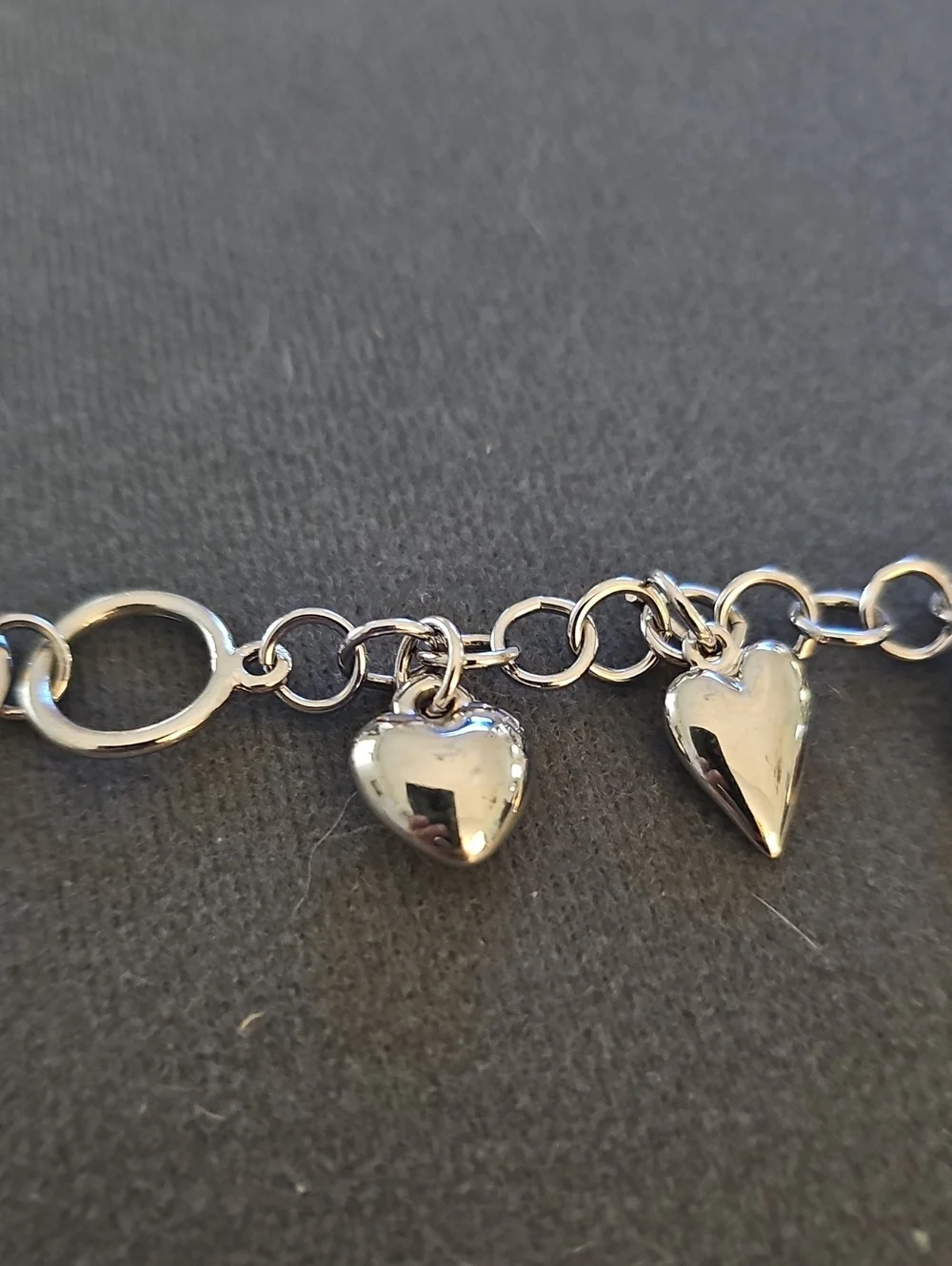 Unbranded Heart Charm Toggle Bracelet Womens Size 8.5 Silver Y2K Romantic Rolo